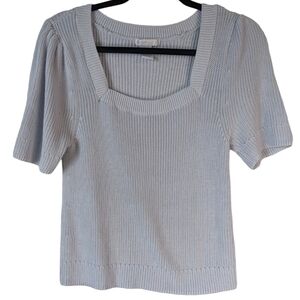 Design History M shirt sleeves pull over sweater grey lavender colour.